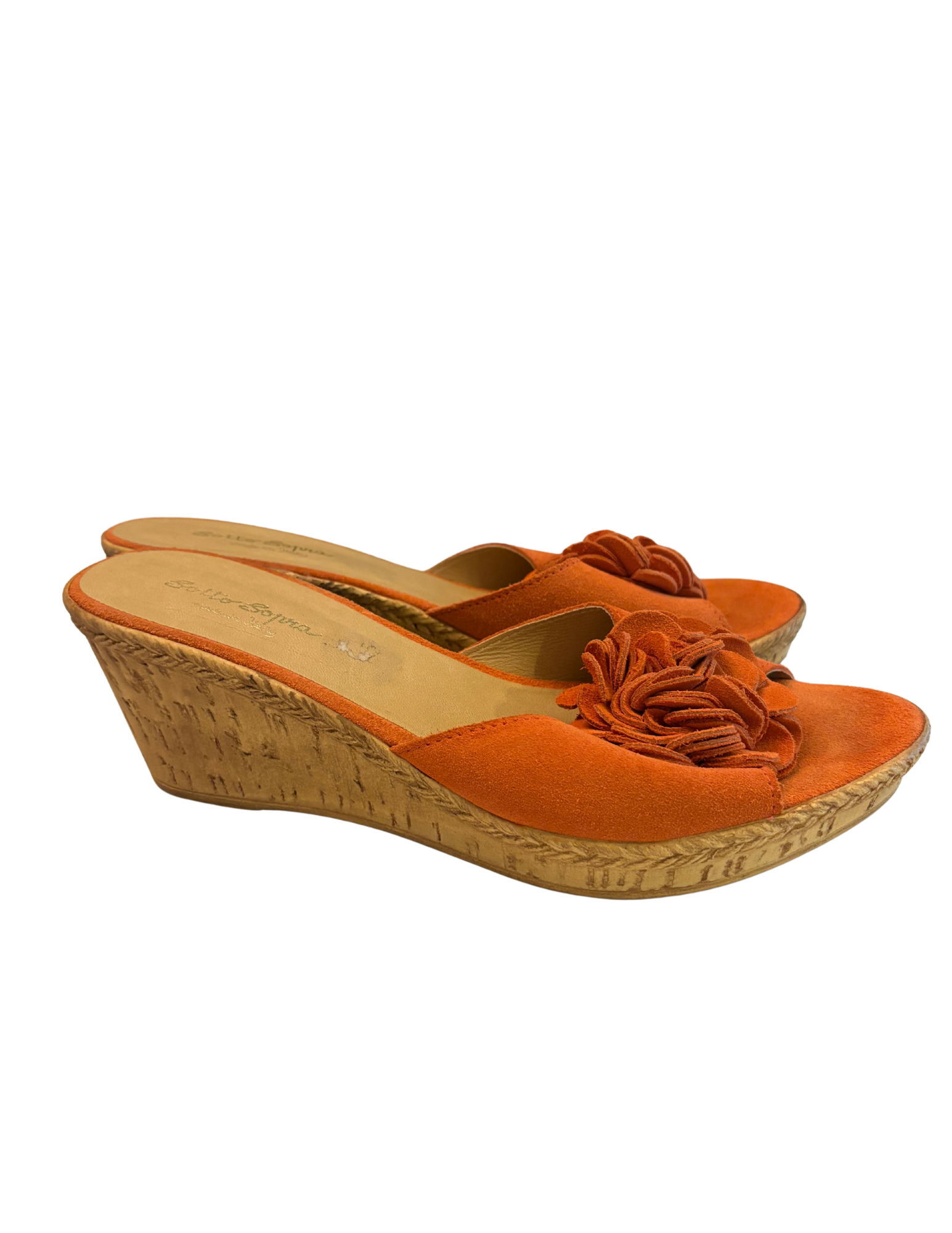ORANGE SUEDE WEDGES