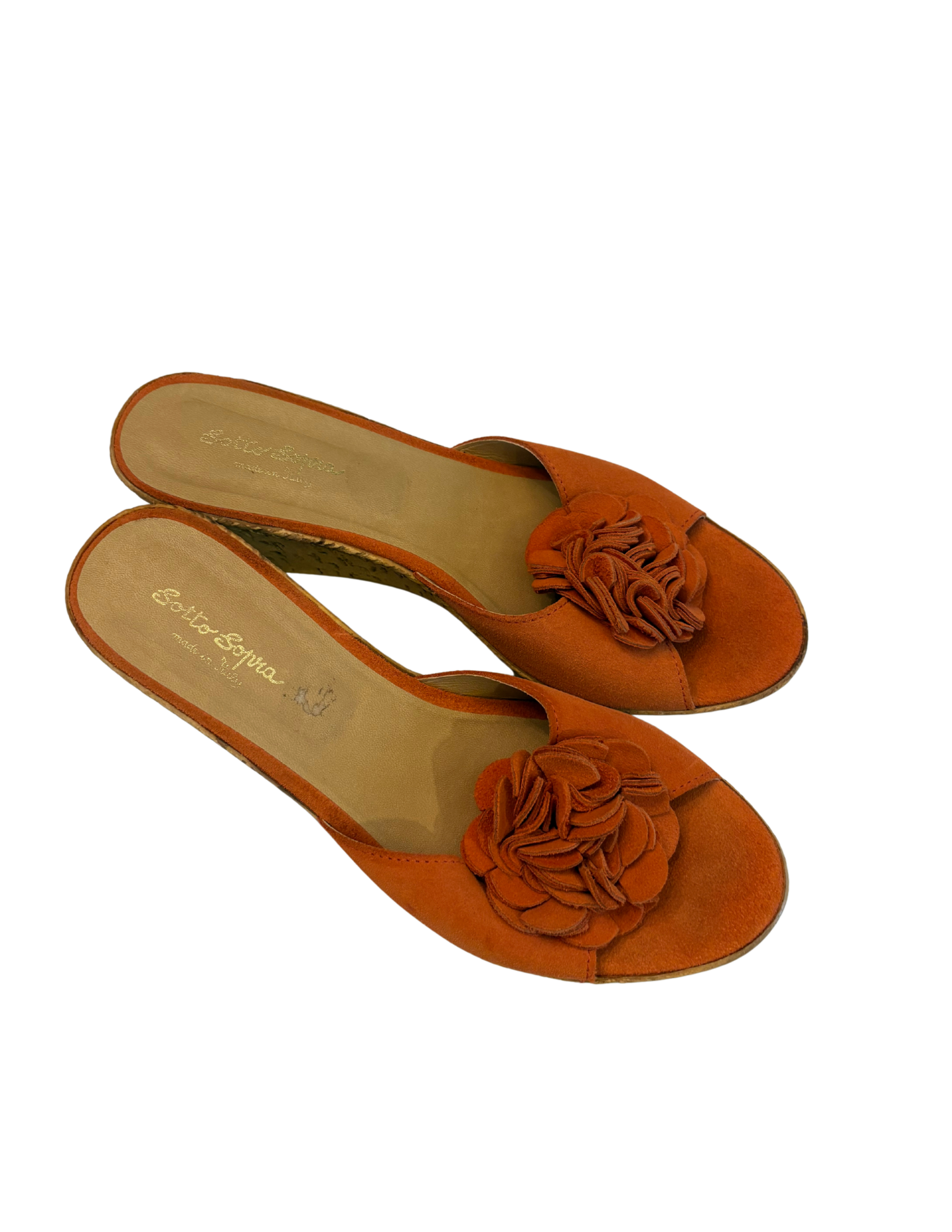 ORANGE SUEDE WEDGES