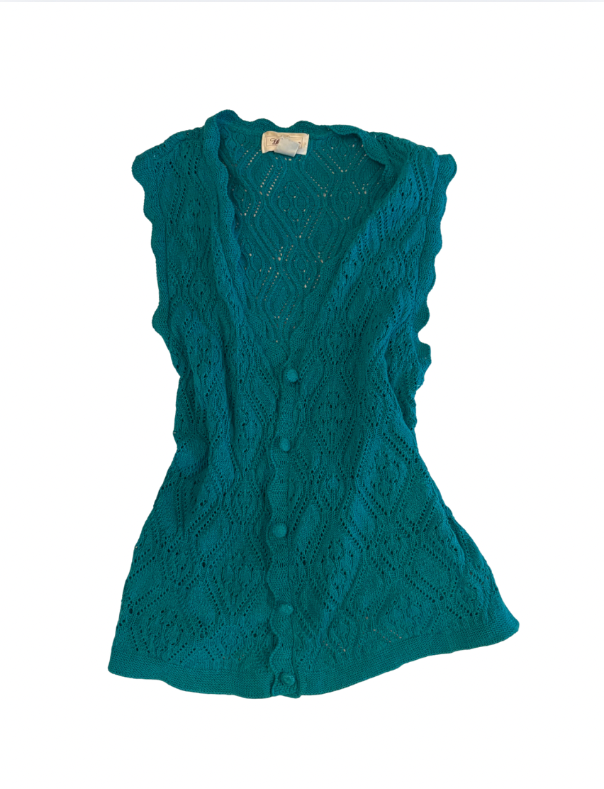 TEAL CROCHET VEST