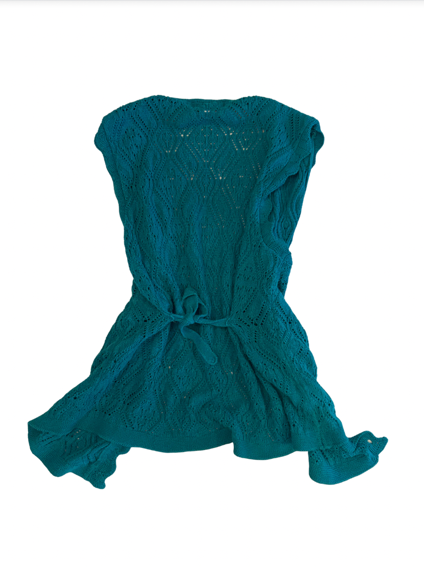 TEAL CROCHET VEST