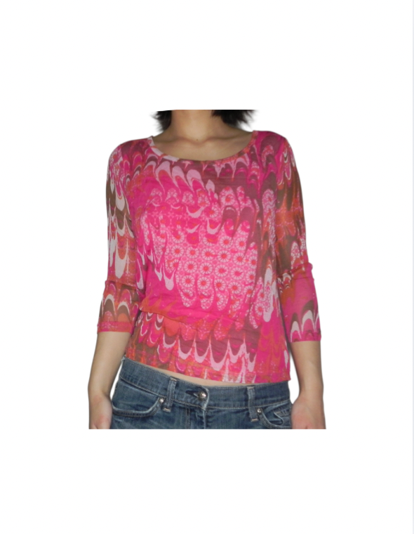 PATTERNED 3/4 SLEEVE TOP