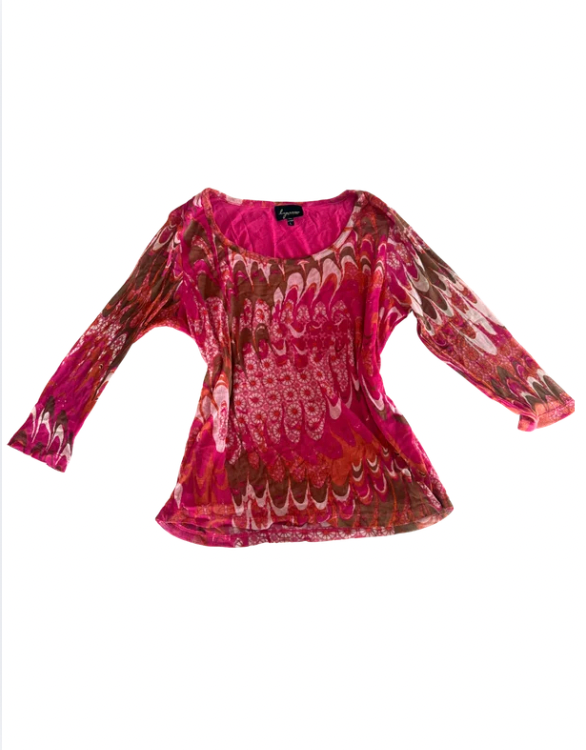 PATTERNED 3/4 SLEEVE TOP