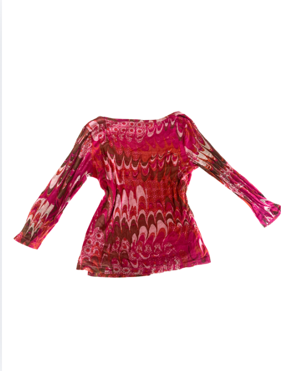 PATTERNED 3/4 SLEEVE TOP