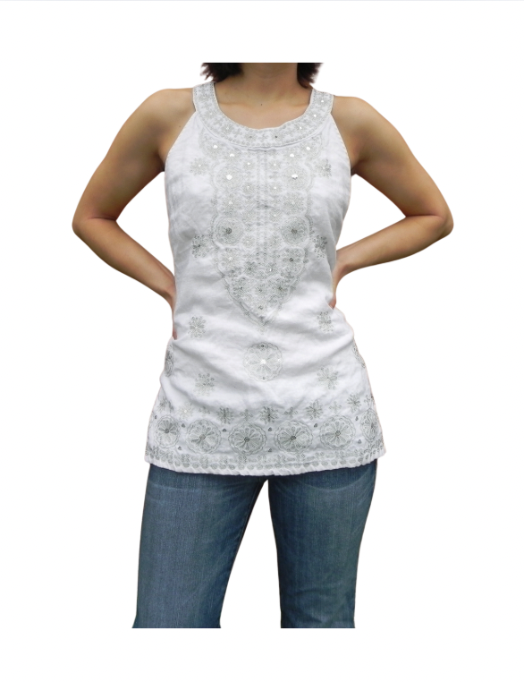 LINEN EMBROIDERED DRESS TOP